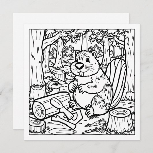 Een Schattigee bever in het Bos (Voorkant / Achterkant)