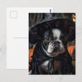Een Schattigee Boston Terrier Halloween heks Briefkaart (Voorkant / Achterkant)