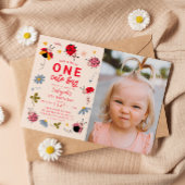 EEN Schattigee Bug Ladybug 1e Verjaardag Party Fot Kaart