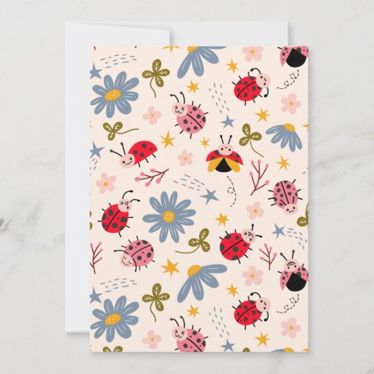 EEN Schattigee Bug Ladybug 1e verjaardagsfeestje Kaart (Achterkant)