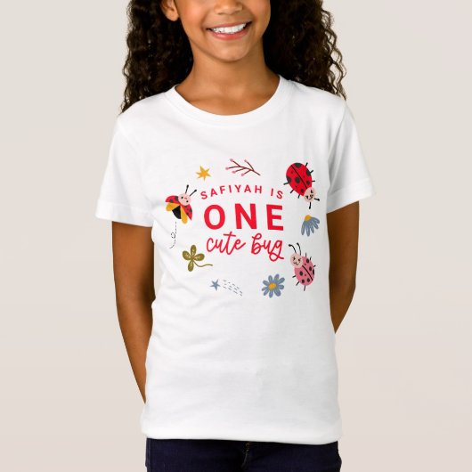 Een Schattigee Bug Ladybug Meisje Verjaardagsfeest T-shirt (Voorkant)