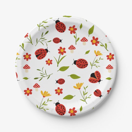 Een Schattigee Bug lieveheersbeestje 1e verjaardag Papieren Bordje (Voorkant)