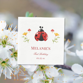 Een Schattigee Bug lieveheersbeestje 1e verjaardag Servet