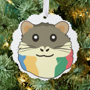 Een Schattigee Cartoon met een veelkleurige sjaal Ornament Kaart