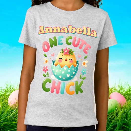 Een Schattigee Chick Baby Bird met harten en bloem T-shirt