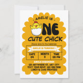 Een Schattigee Chick Girl 1e verjaardagsfeestje Kaart (Voorkant)