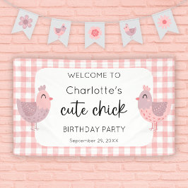 Een Schattigee Chick Peach 1e verjaardag Welkom Spandoek