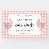 Een Schattigee Chick Peach 1e verjaardag Welkom Spandoek (Horizontaal)