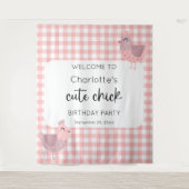 Een Schattigee Chick Peach Verjaardag Achtergrond Wandkleed (Voorkant)