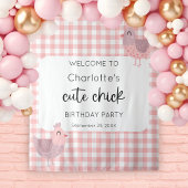 Een Schattigee Chick Peach Verjaardag Achtergrond Wandkleed