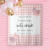 Een Schattigee Chick Peach Verjaardag Achtergrond Wandkleed