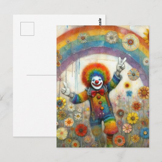 Een Schattigee clown in een regenboog Briefkaart (Voorkant / Achterkant)