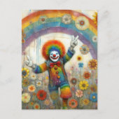 Een Schattigee clown in een regenboog Briefkaart (Voorkant)