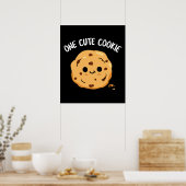 Eén Schattigee Cookie Funny Food Pun Dark BG Poster (Keuken)