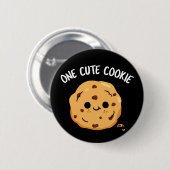 Eén Schattigee Cookie Funny Food Pun Dark BG Ronde Button 5,7 Cm (Voorkant /achterkant)