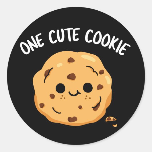 Eén Schattigee Cookie Funny Food Pun Dark BG Ronde Sticker (Voorkant)