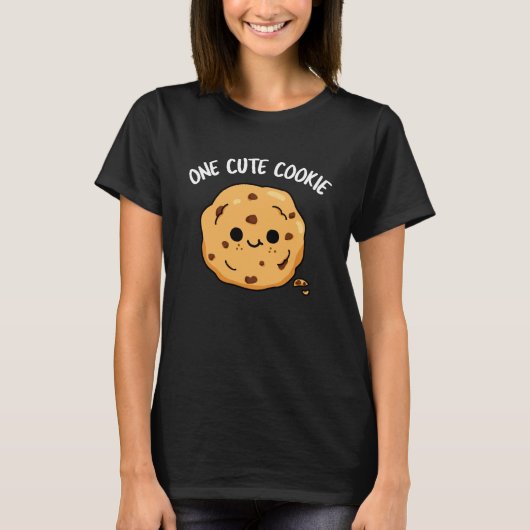 Eén Schattigee Cookie Funny Food Pun Dark BG T-shirt (Voorkant)