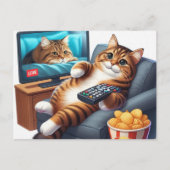 Een Schattigee Couch Potato Cat kijkt tv Briefkaart (Voorkant)