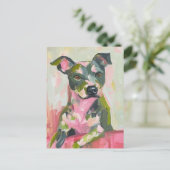 Een Schattigee Dog Grey Pittie Mix Briefkaart (Staand voorkant)