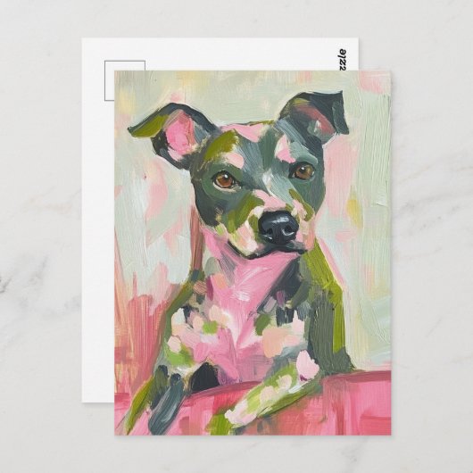 Een Schattigee Dog Grey Pittie Mix Briefkaart (Voorkant / Achterkant)