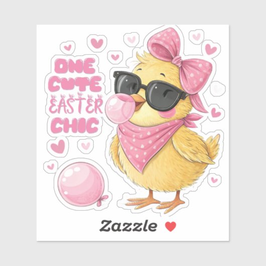 Een Schattigee Easter Chic Chic Blowing Bubbles Sticker (Vel)