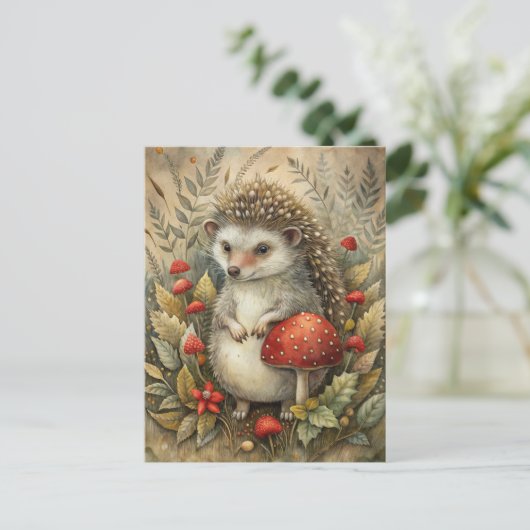 Een Schattigee egel in het bos Briefkaart (Staand voorkant)