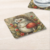 Een Schattigee egel in het bos Kartonnen Onderzetters (Schuin)