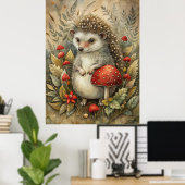 Een Schattigee egel in het bos Poster (Thuiskantoor)