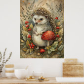 Een Schattigee egel in het bos Poster (Keuken)