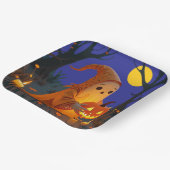 Een Schattigee geest met een pompoen Jackolantern Papieren Bordje (Gebogen)