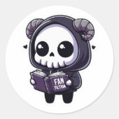 Een Schattigee gehoornde schedel lezen fanfictie Ronde Sticker (Voorkant)