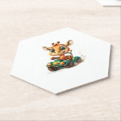 Een Schattigee Giraffe die een auto op de weg rijd Kartonnen Onderzetters (Schuin)