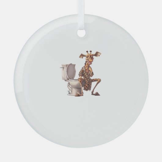 Een Schattigee Giraffe in pyjama op een wc Glas Ornament (Voorkant)