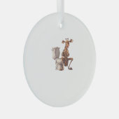 Een Schattigee Giraffe in pyjama op een wc Glas Ornament (Voorkant Rechts)
