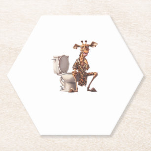 Een Schattigee Giraffe in pyjama op een wc Kartonnen Onderzetters