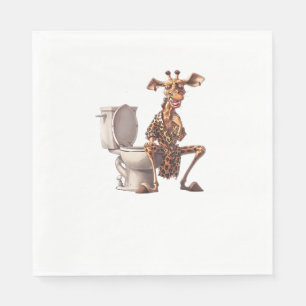 Een Schattigee Giraffe in pyjama op een wc Servet