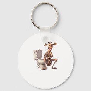 Een Schattigee Giraffe in pyjama op een wc Sleutelhanger
