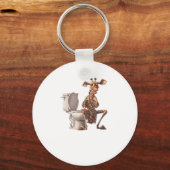 Een Schattigee Giraffe in pyjama op een wc Sleutelhanger (Voorkant)