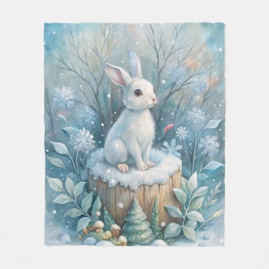 Een Schattigee haas in de winter Fleece Deken (Voorkant)
