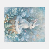 Een Schattigee haas in de winter Fleece Deken (Voorkant (Horizontaal))
