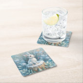 Een Schattigee haas in de winter Kartonnen Onderzetters (Insitu)