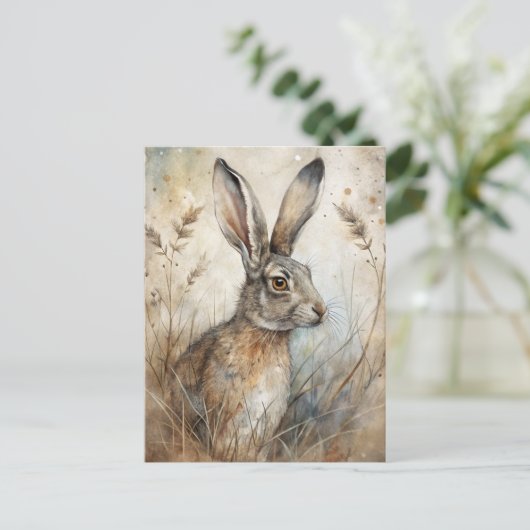 Een Schattigee haas in het bos Briefkaart (Staand voorkant)