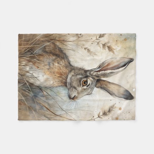 Een Schattigee haas in het bos Fleece Deken (Voorkant (Horizontaal))