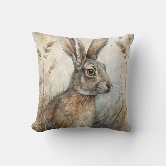 Een Schattigee haas in het bos Kussen (Voorkant)