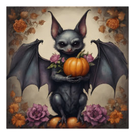 Een Schattigee Halloween Bat hb2 Glossy Poster