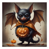 Een Schattigee Halloween Bat hb4 Glossy Poster (Voorkant)