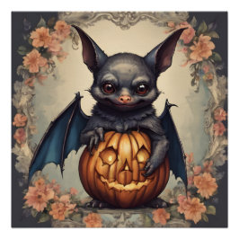 Een Schattigee Halloween Bat hb5 Glanzend Poster