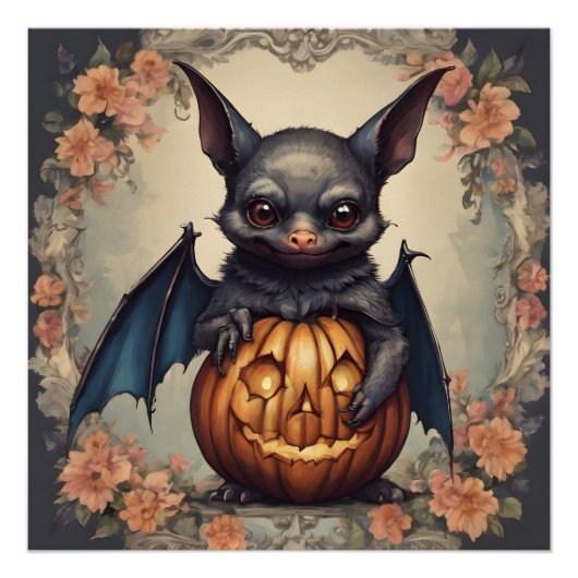 Een Schattigee Halloween Bat hb5 Glanzend Poster (Voorkant)