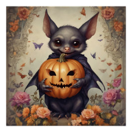 Een Schattigee Halloween Bat hb6 Glanzend Poster