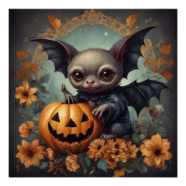 Een Schattigee Halloween Bat hb7 Glossy Poster